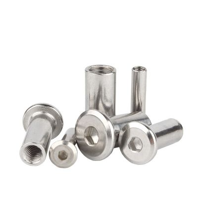 1/10pcs M3 M4 M5 304 Stainless Steel Large Flat Hex Hexagon Socket Head Furniture Rivet Connector Insert Joint Sleeve Cap Nut Nails Screws Fasteners