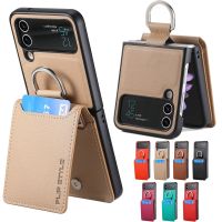 Vertical Cards Solt Magnetic Wallet Ring Holder Leather Case for Samsung Galaxy Z Flip 5 4 Flip3 Flip4 5G Zflip4 Stand Cover Phone Cases