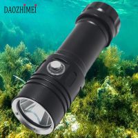 IPX8 Professional LED Diving Flashlight 26650 Tactical Waterproof Portable White/Yellow 100M Underwater Lantern 4 Mode Dive Ligh