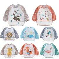 【DT】hot！ Baby Bibs Burp Cloths Sleeve Anti-wearing Cartoon Bib Inverted Gown Feeding Bavoir Manches Longues