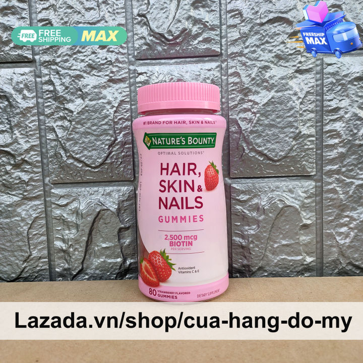 Kẹo Dẻo Nature's Bounty Hair Skin & Nails Gummies 80 viên - 2500mcg Biotin , Collagen & Biotin , 2X Biotin Hair Skin Nails giúp tóc da móng khỏe - Cửa Hàng Đồ Mỹ Kẹo Dẻo Nature's Bounty Hair Skin & Nails Gummies 80 viên - 2500mcg Biotin , Collagen & Biotin , 2X Biotin Hair Skin Nails giúp tóc da móng khỏe - Cửa Hàng Đồ Mỹ