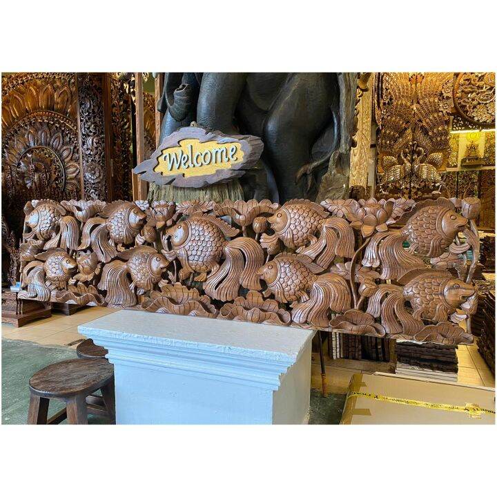 ปลาทอง-9-ตัว-ขนาด-180x45-ซม-wooden-hand-carved-golden-fish-ทำจากไม้สักแกะสลัก-แผ่นไม้สัก-ไม้หนา-4-ซม-ไม้สักฉลุ-ปลาทองแกะสลัก-เสริมมงคล