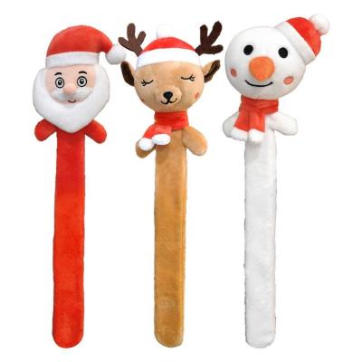 Christmas Snap Hand Ring Snowman Elk Santa Claus Plush Slap Bracelets Party Favor Supplies Christmas Theme Accessories Toy Gifts for Kids Teens appropriate