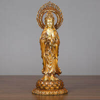 จัดส่งทันทีที่เจ้าแม่กวนอิมทองเหลือง Guanyin เครื่องประดับ Guanyin สำหรับพระรูปปั้นงานฝีมือของตกแต่งบ้านสีชุดชาโบราณตัดทอง