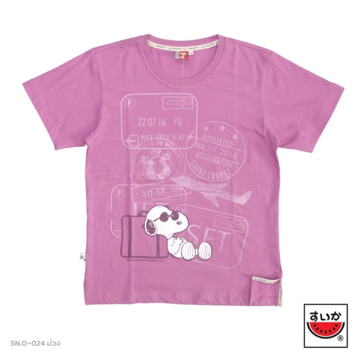 suika-แตงโม-เสื้อแตงโม-เสื้อยือคอกลม-snoopy-ลายเดินทาง-sn-o-024