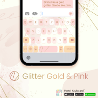 Glitter Gold &amp; Pink Keyboard Theme⎮(E-Voucher) for Pastel Keyboard App