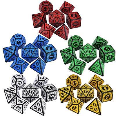 【LZ】 Polyhedral 7-morrer esculpido padrão conjunto de dados d4 d6 d8 d10 d   d12 d20 para rpg dnd