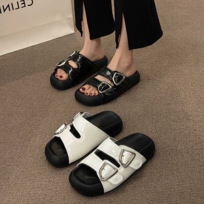 Womens Slippers with Drooping Feeling Summer 2023 New Fashion Closed Toe Slip-on Platform Slippers Outer Wear