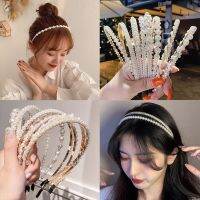 สายรัดผมไข่มุกเต็มรูปแบบสำหรับผู้หญิง,เครื่องประดับแบบ Bando Cantik ห่วงรัดผมแบบเรียบผ้าโพกศรีษะแฟชั่นหรูหราสำหรับผู้หญิง