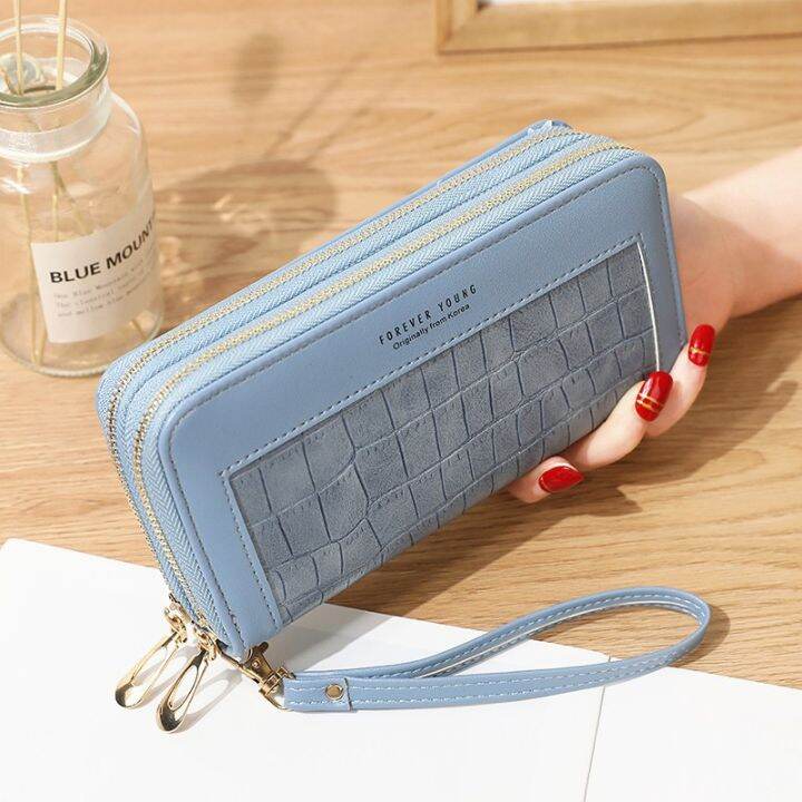 zzooi-hot-new-ladies-wallet-long-zipper-korean-student-stone-pattern-purse-large-capacity-clutch-soft-wallet-mobile-phone-bag-red-card