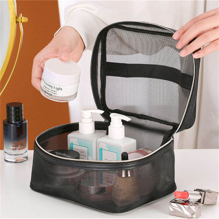 2022-new-storage-beauty-case-black-travel-makeup-cosmetic-organizer-wash-bag-simple-mesh-women