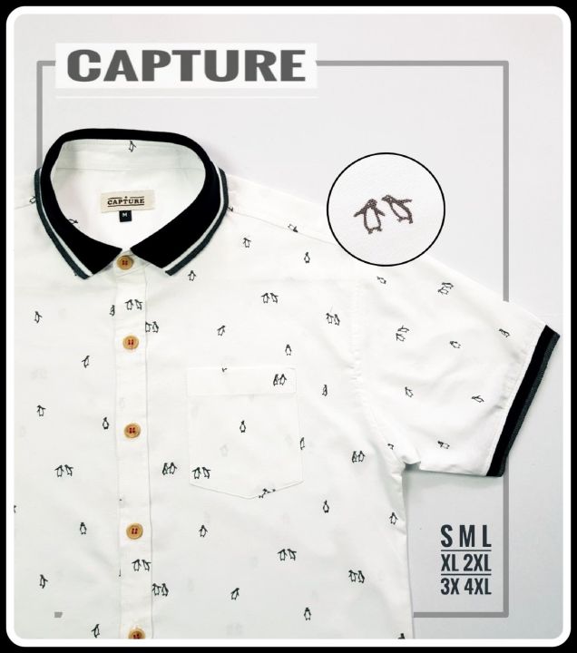 capture-shirt-เสื้อเชิ้ตผู้ชาย-โปโลเชิ้ตแขนสั้น-ลายเพนกวิ้น-มีถึงอก-48-นิ้ว