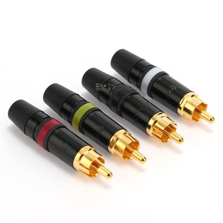 yf-neutriks-yongsheng-rean-gold-plated-rca-lotus-connector-audio-video-plug-nys373-nys366-cable-with-spring-tail-1pcs