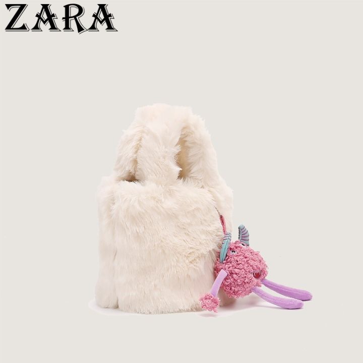 ซารา2023ปั๊กกระเป๋าผู้หญิง-ฤดูใบไม้ร่วงและฤดูหนาวหรูหราระดับไฮเอนด์กระเป๋าทรงถังเข้ากับทุกชุดตุ๊กตาน่ารัก