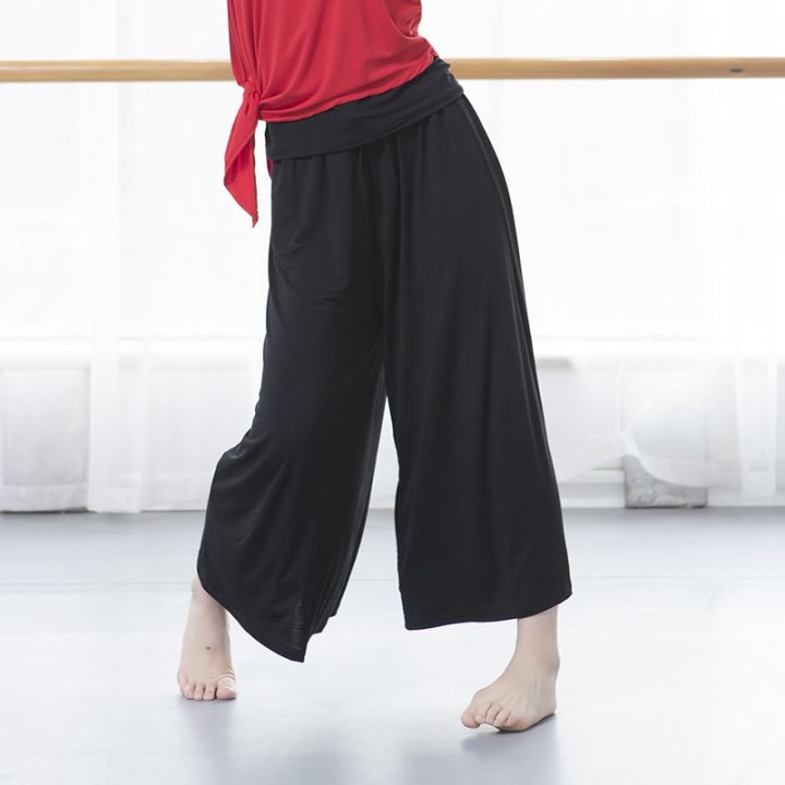 modern-dance-trousers-dance-trousers-wide-leg-trousers-black-exercise-suit-loose-basic-training-suit-shaped-modal-nine-point-trousers-women