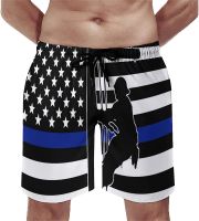 American Lineman Flag Mens Beach Shorts Trendy Swim Trunks Quick Dry Bathing Suit with Pockets &amp; Mesh Lining