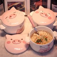 （glistening shop）เซรามิค CreativityPig ชามบะหมี่กึ่งสำเร็จรูปชามความจุสูง