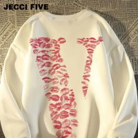 JECCIFIVE100 เสื้อสเวตเตอร์คอกลมผ้าฝ้ายแท้สไตล์อเมริกันวินเทจดอกกุหลาบสำหรับผู้หญิงและผู้ชาย 2023 เสื้อคลุมฤดูใบไม้ร่วงและฤดูหนาวแบบหลวม