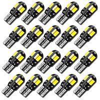 20ชิ้นหลอดไฟ LED T10 W5W Canbus 8SMD 12V ไฟโดมแผนที่ภายในรถ LED ไฟสัญญาณอัตโนมัติจอด