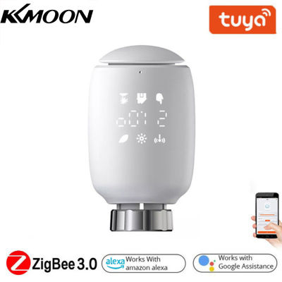 KKmoon Zigbee TRV อัจฉริยะหม้อน้ำวาล์วเทอร์โมโทรศัพท์มือถือ APP ควบคุมการควบคุมระยะไกลโปรแกรมควบคุมอุณหภูมิสมาร์ทต้องใช้กับ Zigbee เกตเวย์ E14648-3