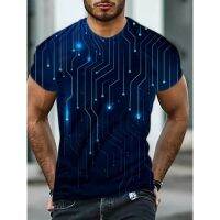 Summer New Mens T-Shirt 3D Electronic Technology Printing O-neck Fashion Leisure Harajuku Short Sleeve Oversized t-shirt