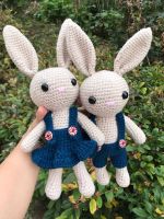 Around 26cm Woolen doll rabbit Plush toys Crochet knitting Cotton bunny doll Hand knitting animal dolls Couple bunny dolls