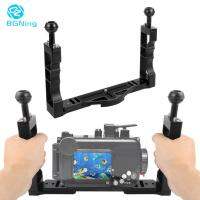 ✼✌◊ New Upgrade DSLR Diving Dual Handheld Tray Bracket Handle Grip Rig w/ 1/4 Screw Base Sports Camera Underwater Light Photo Mount