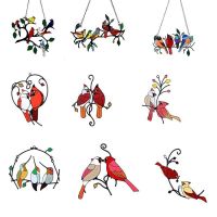 Acrylic Stained Bird Panel Glass Window Hanging Wall Decor Mini Home Ornaments Parrot Birds Art Pendant Window Garden Decoration