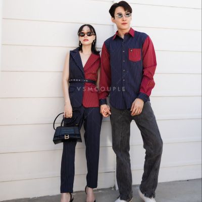 ชุดคู่ ชุดออกงานคู่ ชุดไปงานคู่ ชุดคู่สวยๆ ชุดคู่สีแดง เสื้อคู่ ชุดถ่ายprewedding ชุดใส่วาเลนไทน์ ชุดคู่รัก VSM #9017