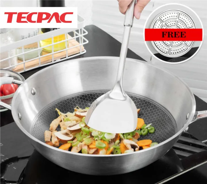 Tecpac 5 Layer 304 Stainless Steel Wok Pan 4 In 1 NonStick
