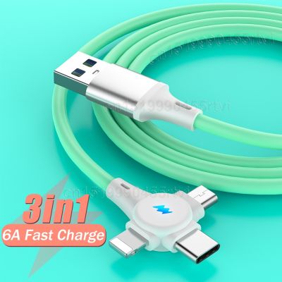 [HOT RUXMMMLHJ 566] สาย USB ข้อมูลการชาร์จซูเปอร์ชาร์จสำหรับ Huawei iPhone 14 13 12 2 In 1 6A ชาร์จเร็ว8พินไมโคร USB Type-C S20สายสำหรับซัมซุง