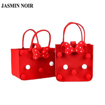 【Candy style】 Jasmin NOIR กระเป๋าถือ กระเป๋าสะพายไหล่ ผ้าสักหลาด ลายการ์ตูน สําหรับสตรี