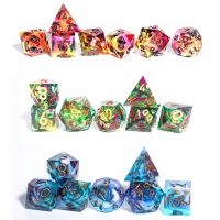 【LZ】 Conjunto de dados poliédricos para jogo DND e RPG dados pontiagudos resina afiada núcleo líquido adesivo D   D atacado personalizado mini planeta 7PCs por conjunto