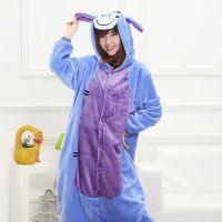Kigurumi สีฟ้าลา Onesies ชุดนอนชุดสัตว์เครื่องแต่งกายชุดนอน U Nisex การ์ตูนคอสเพลย์ตัวละคร Pijamas ชุดนอน