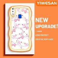 YIWESAN เคสสำหรับ VIVO Y91เคส Y95 Y91i ลายการ์ตูนสีชมพูเฮลโลคิตตี้หลากสีครีมป้องกันเลนส์กล้องน่ารักเคสนิ่มกันกระแทกเคสซิลิโคนใส