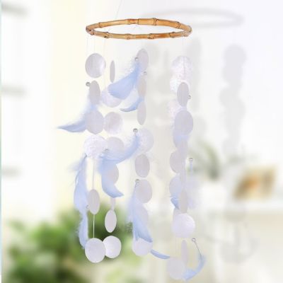 กระดิ่งลม Wind Chime โมบายเปลือกหอย ขนนก เปลือกหอยย้อมสี สำหรับ ตกแต่งบ้านและสวน มีเสียงกระทบกันไพเราะ กระดิ่งลม เรียกทรัพย์ กระดิ่งลม ฮวงจุ้ย กระดิ่งลมเสียงเพราะ Wind Chimes