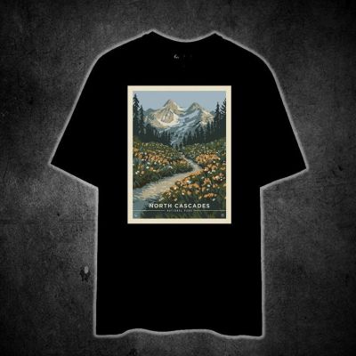 NORTH CASCADES VISIT YOU MUST (NATIONAL PARK VINTAGE TRAVEL 2) Printed t shirt unisex 100% cotton