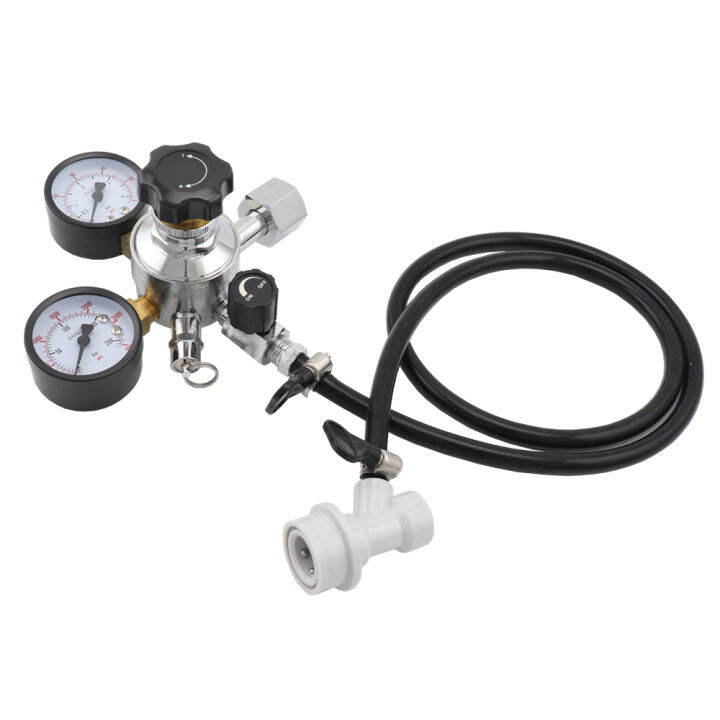 Dual Gauge CO2 Regulator With Pressure Relief Valve and Gas Line for