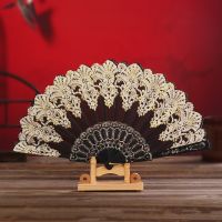 【CC】 Folding Hand Held Wedding Silk Fans Luxury Fashion Spanish Stamping Design