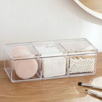 Transparent Cosmetic Storage Box Makeup Organizer Three-color Cotton Swab Cotton Pad Storage Box Desktop Acrylic Material