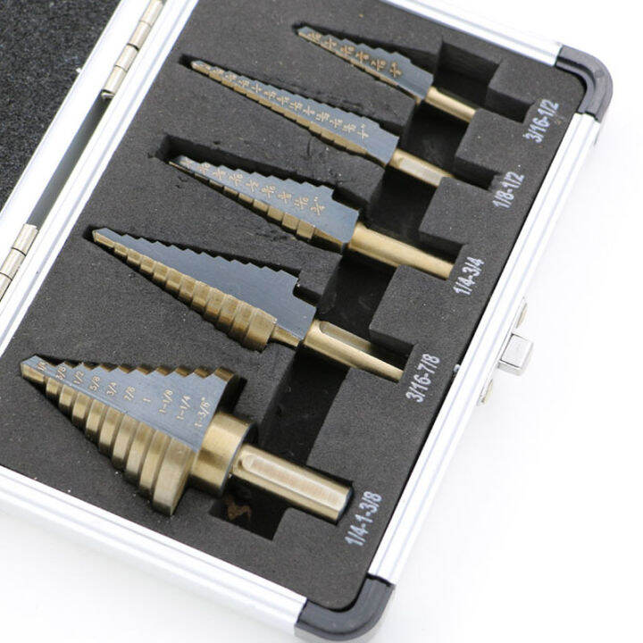 arrival-high-quality-5pcsset-hss-cobalt-multiple-hole-50-sizes-step-drill-bit-set-w-aluminum-case