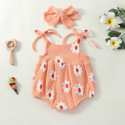 Toddler bé gái Playsuit mùa hè băng in hoa không tay cổ tròn Rompers và