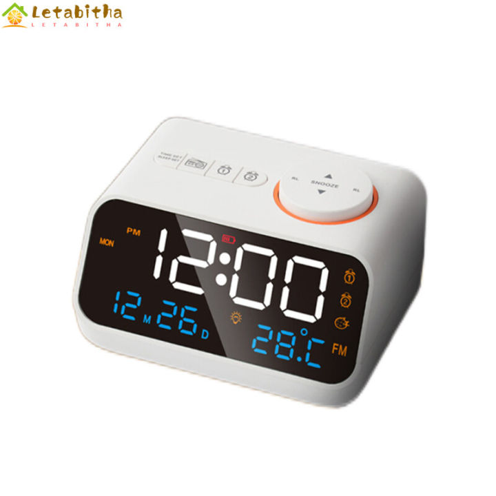 letabitha-นาฬิกาปลุกดิจิตอล-led-หรี่นาฬิกา-fm-วิทยุ-ตัววัดอุณหภูมิความชื้นชาร์จไฟได้พร้อมฟังก์ชันเลื่อนปลุก-pdo