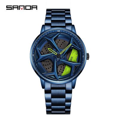 SANDA P1087นาฬิการถสปอร์ตดุมขอบล้อสำหรับผู้ชาย,นาฬิกาสเตนเลสนาฬิกาล้ำสมัยนาฬิกาข้อมือกันน้ำนาฬิกาผู้ชาย