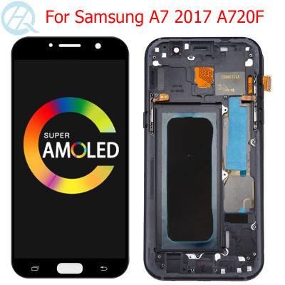 Original A720F Display For Samsung Galaxy A7 2017 LCD With Frame 5.7" SM-A720F A720FN LCD Display Touch Screen Panel Assembly