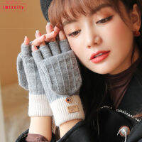 IMIXCITY 1คู่ของผู้หญิงถุงมืออบอุ่น Windproof กลางแจ้ง Alpaca ขนแกะถักถุงมือ Fingerless