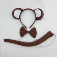 【LZ】✠◎❖  Pelúcia Monkey Ear Headband para adultos e crianças Tail Tie Animal para presente festa de aniversário cosplay Natal Halloween Headwear