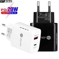 GTWIN 20W เครื่องชาร์จผนังอะแดปเตอร์ชาร์จ USB เร็วชนิด C ตัวชาร์จไฟสำหรับ iPhone