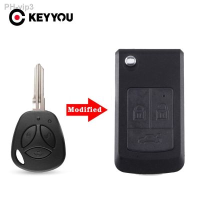 KEYYOU 3 Button Modify Flip Folding Remote Car Key Replacement Case FOB Shell For LADA