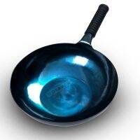 Iron Wok PanChinese Traditional Mirror Iron Woks2mm Thickness Blue Seasoned PotUncoated Kitchen CookwareFrying Pan